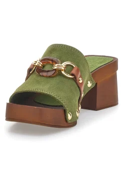 Zoccoli Salvia con Tacco Medio e Catena Decorativa 25555/A-PITTARELLO LOVE Clearance