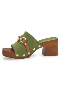 Zoccoli Salvia con Tacco Medio e Catena Decorativa 25555/A-PITTARELLO LOVE Clearance
