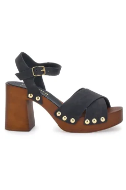 Zoccoli Sandali Neri Con Tacco 9 Cm 8507-PITTARELLO