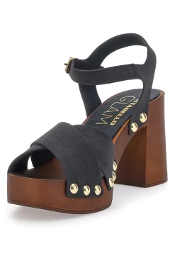 Zoccoli Sandali Neri Con Tacco 9 Cm 8507-PITTARELLO