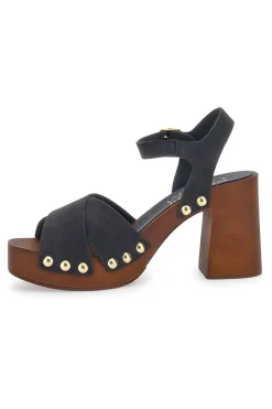 Zoccoli Sandali Neri Con Tacco 9 Cm 8507-PITTARELLO